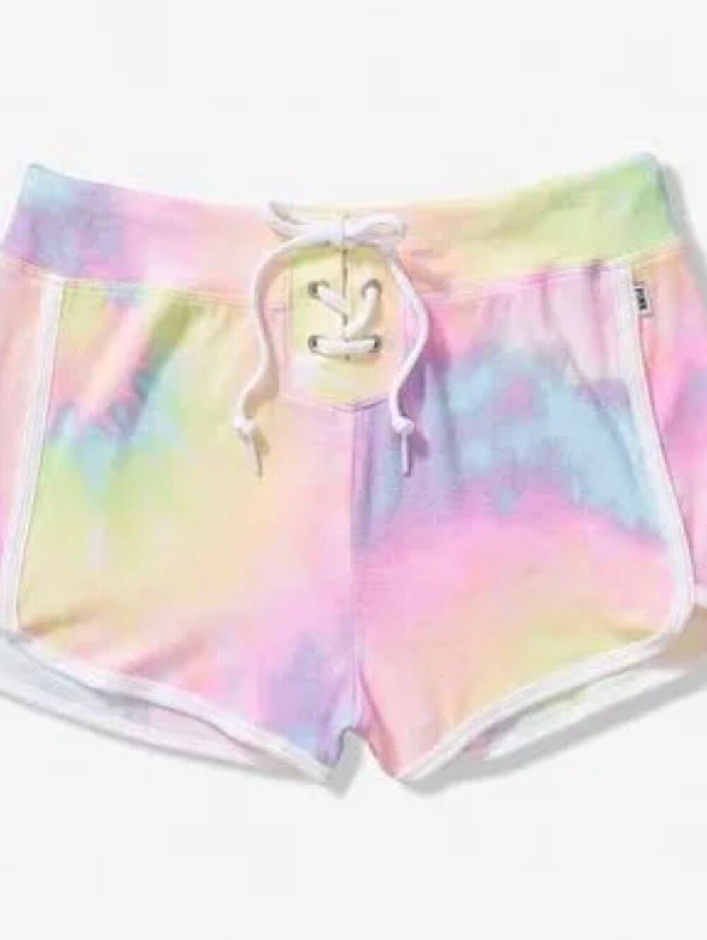 Victoria Secret Pink Women's Small Rainbow Tie Dye  Lace-Up Shorts NEW